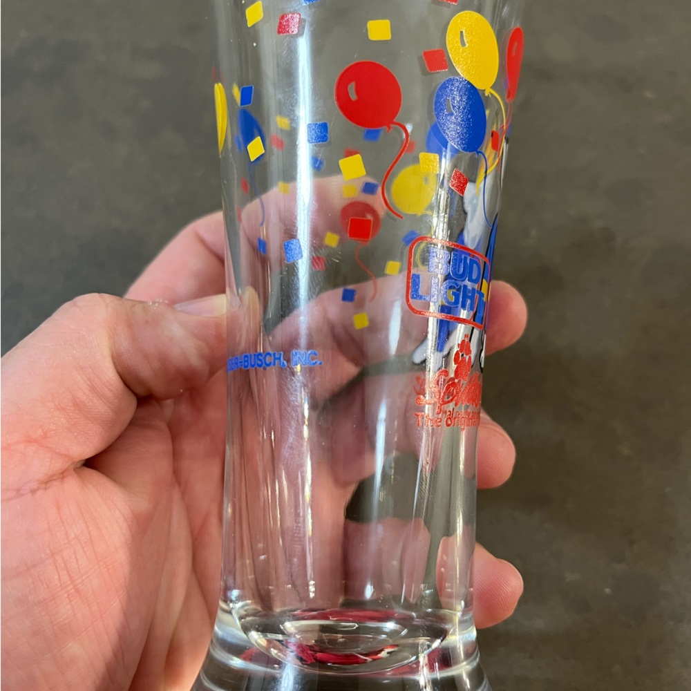 Rare vintage Bud Light Spuds Mackenzie 7 inch beer glass Brewerania man cave